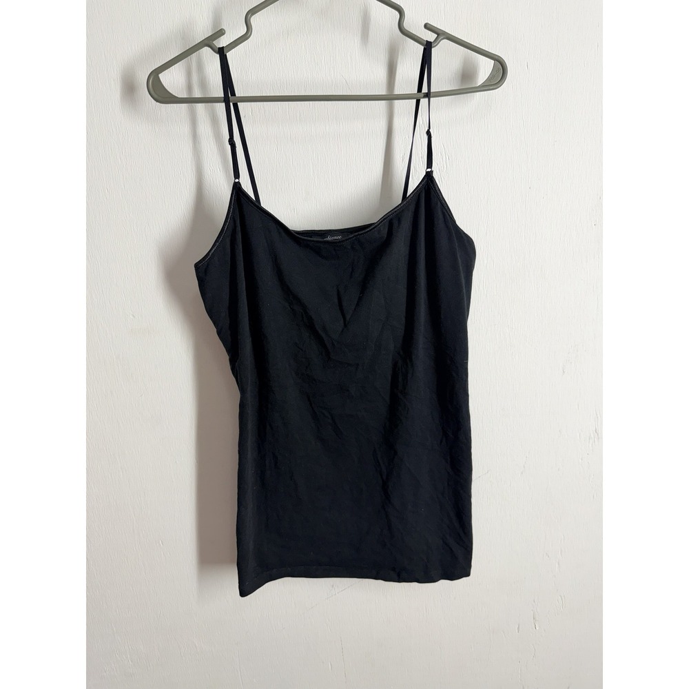Ambiance Black Camisole Adjustable Spaghetti Strap Cotton Blend Tank Top 1XL